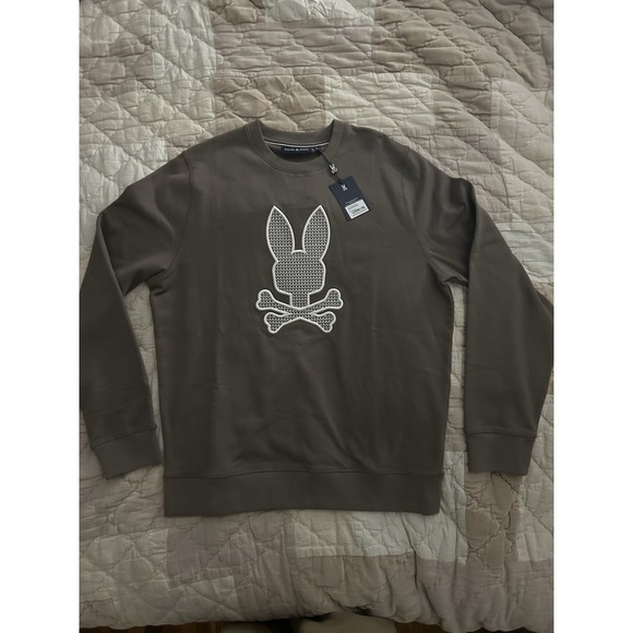 Psycho Bunny Other - Psycho Bunny Pullover Crewneck Sweatshirt Taupe Men's Sz Large Embroidered